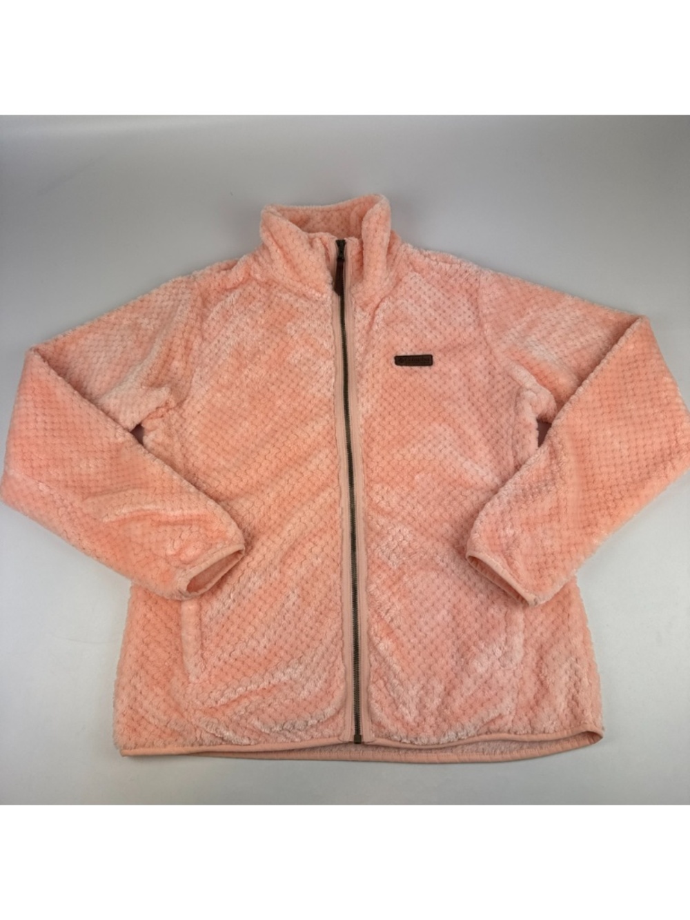 Columbia Womens Size L Fire Side II Sherpa Fleece Full Zip Jacket Peach Pink